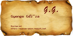 Gyenge Géza névjegykártya